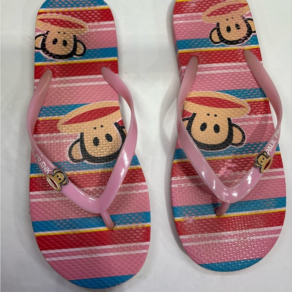 Paul Frank Vintage Flip Flops Women’s 7.5 Pink with Paul Frank Charm Accent - Picture 2 of 8